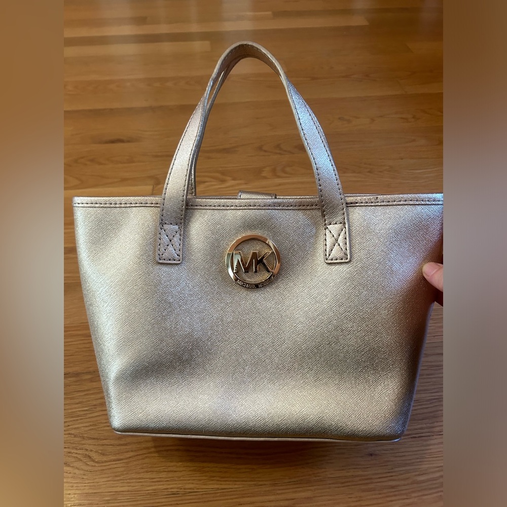 VGUC Michael Kors Small Metallic Tote - Metallic Gold